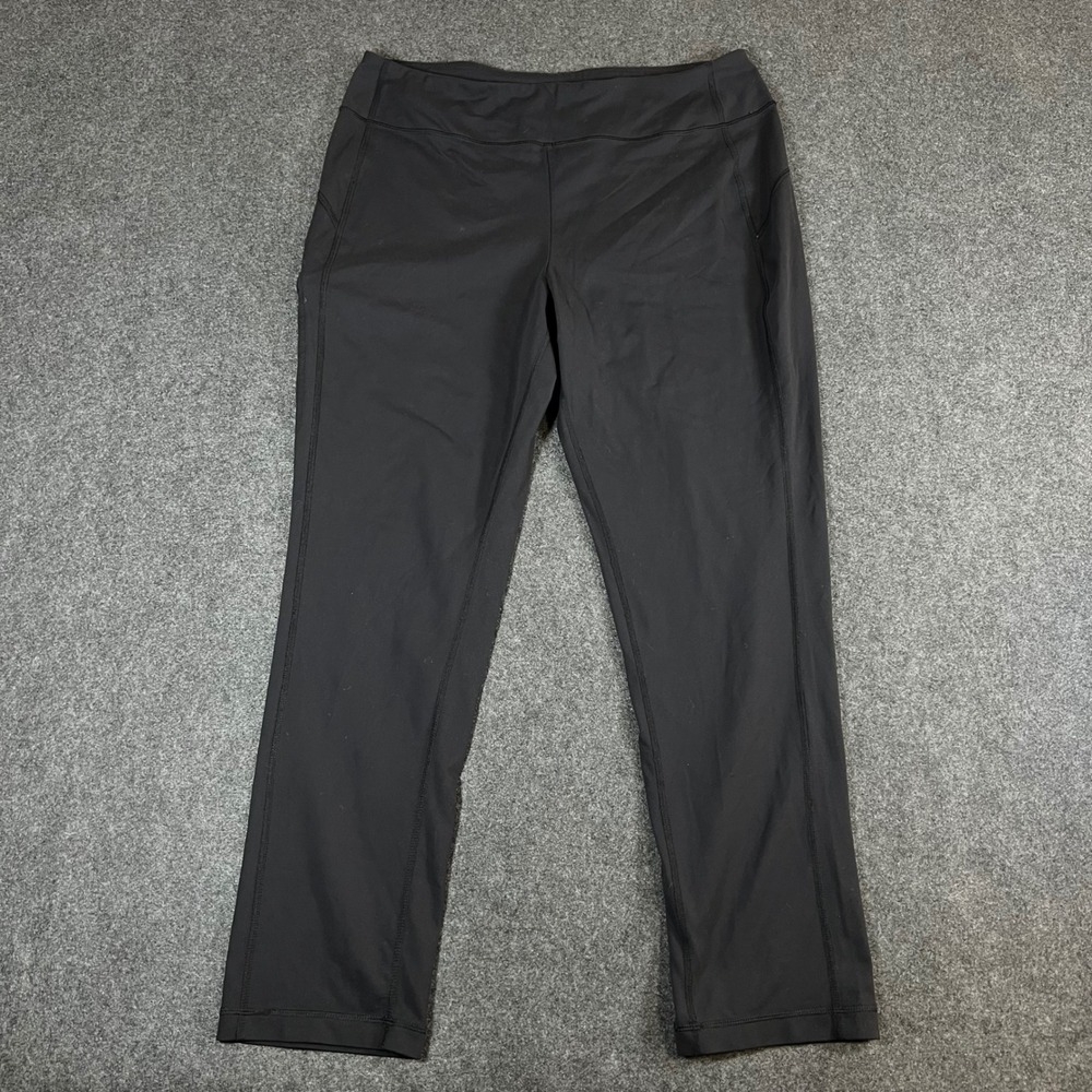 Duluth Trading Co Womens Black Performance Leggings Large x 29 Zipper Pocket